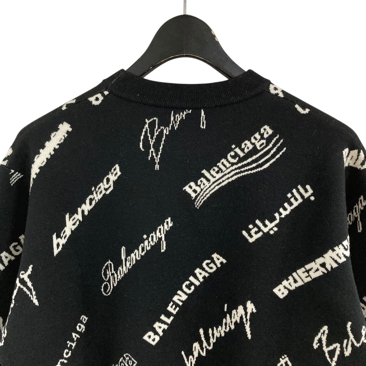 BALENCIAGA(バレンシアガ) ロゴ総柄ニット 724869 ブラック サイズ XS