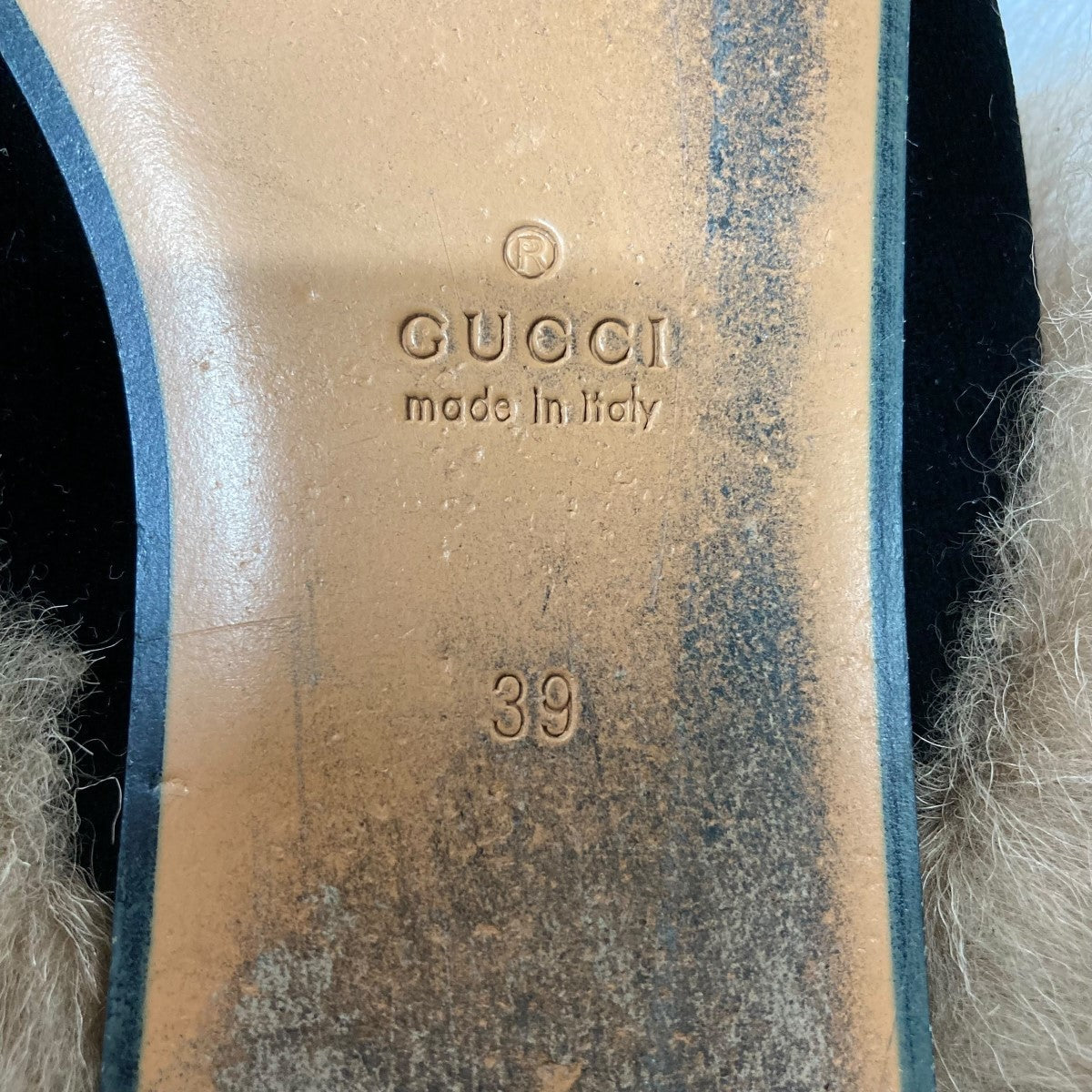GUCCI(グッチ) プリンスタウンベロアミュール ブラック サイズ 39