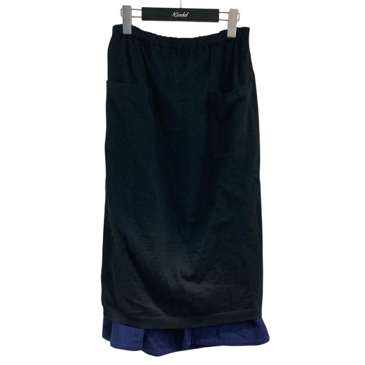YOHJI YAMAMOTO(ヨウジヤマモト) ウールスカート ネイビー×ブラック