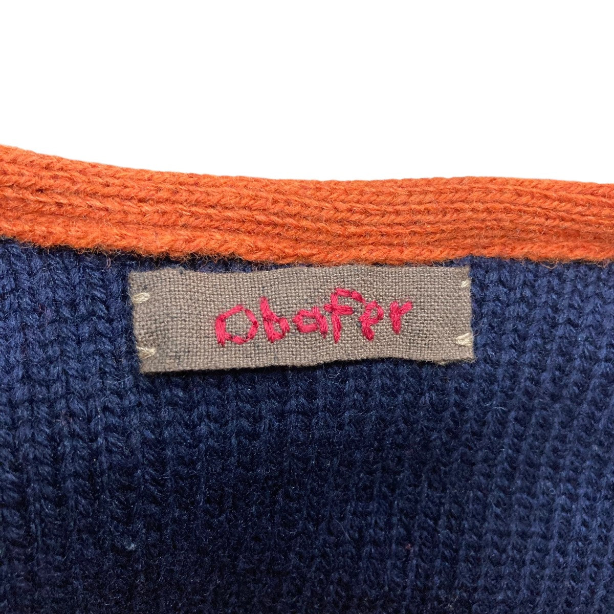 obafer(オバファー) ニットカーディガン 2300501 ネイビー×オレンジ