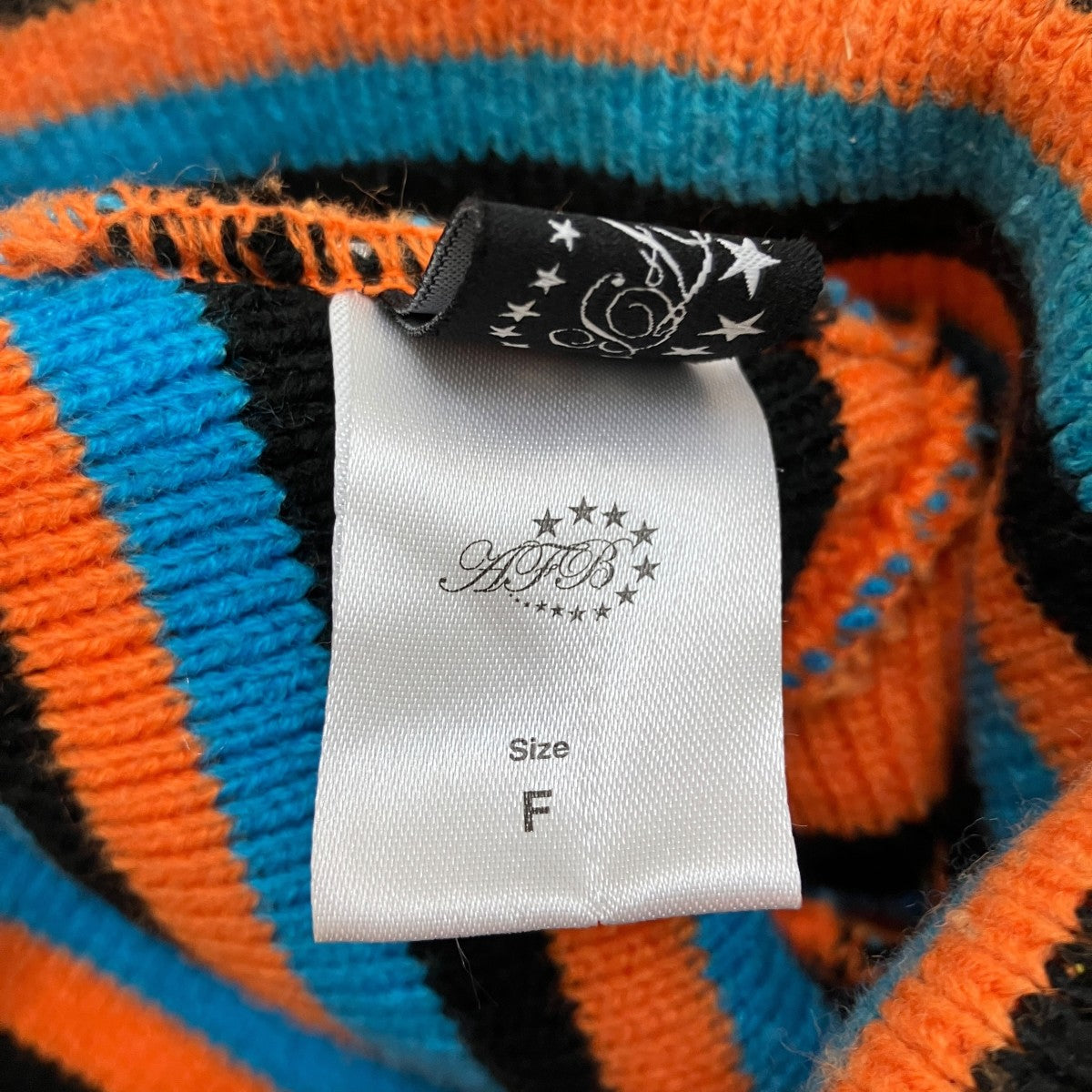 AFB(エーエフビー) ボーダーニット帽 ブルー×オレンジ サイズ FREE