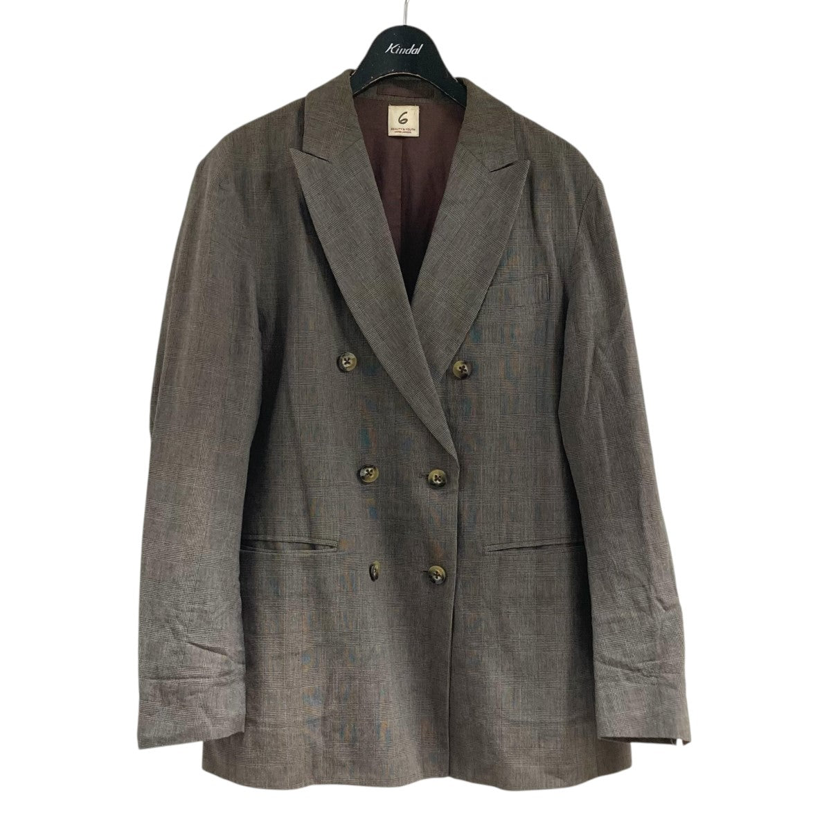 チェックダブルジャケット8622-209-0024 DOUBLE PEAKED LAPEL CHECK JACKET