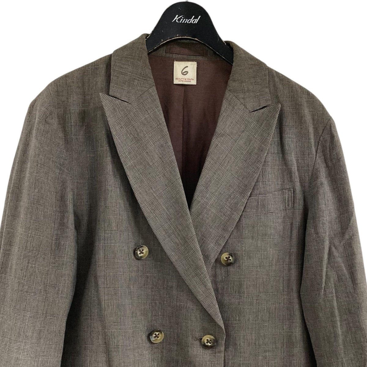 チェックダブルジャケット8622-209-0024 DOUBLE PEAKED LAPEL CHECK JACKET