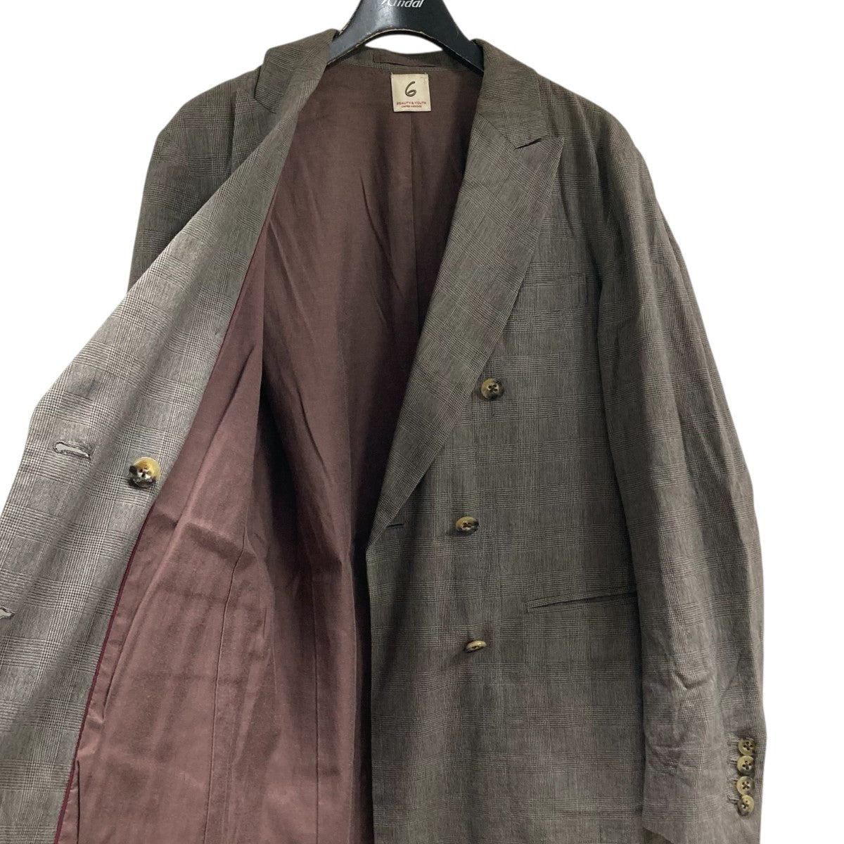 チェックダブルジャケット8622-209-0024 DOUBLE PEAKED LAPEL CHECK JACKET