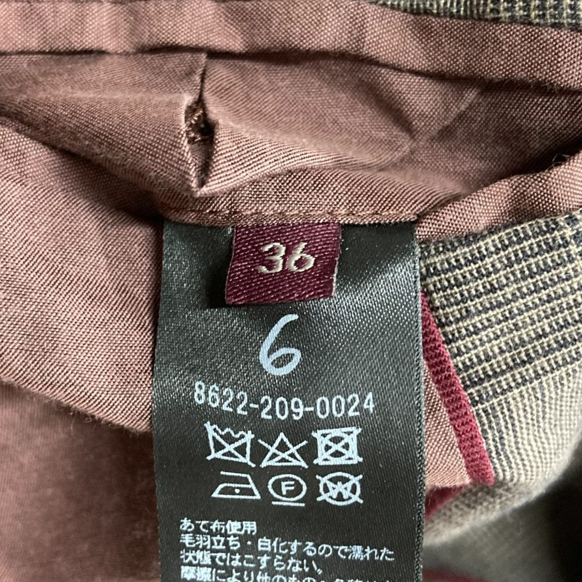 チェックダブルジャケット8622-209-0024 DOUBLE PEAKED LAPEL CHECK JACKET