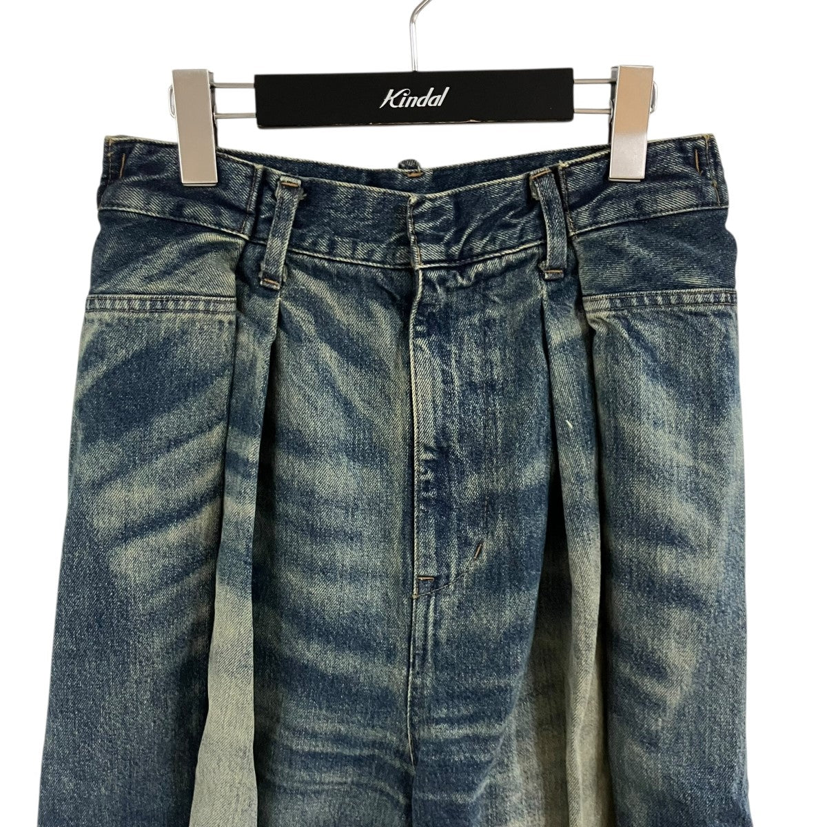 BASE MARK クラッシュワイドデニムショーツ 古着・中古-2枚目のアイテム画像