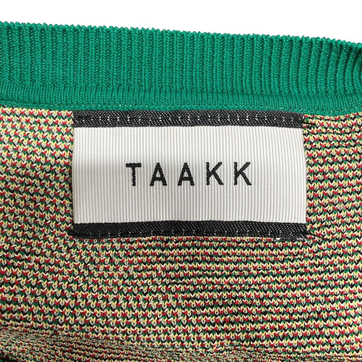 TAAKK JACQUARD KNIT ターク ニット 薄手セーター 美品 TAAKK(ターク) ジャガードニットセーター TA24SS-KN403STU グリーン