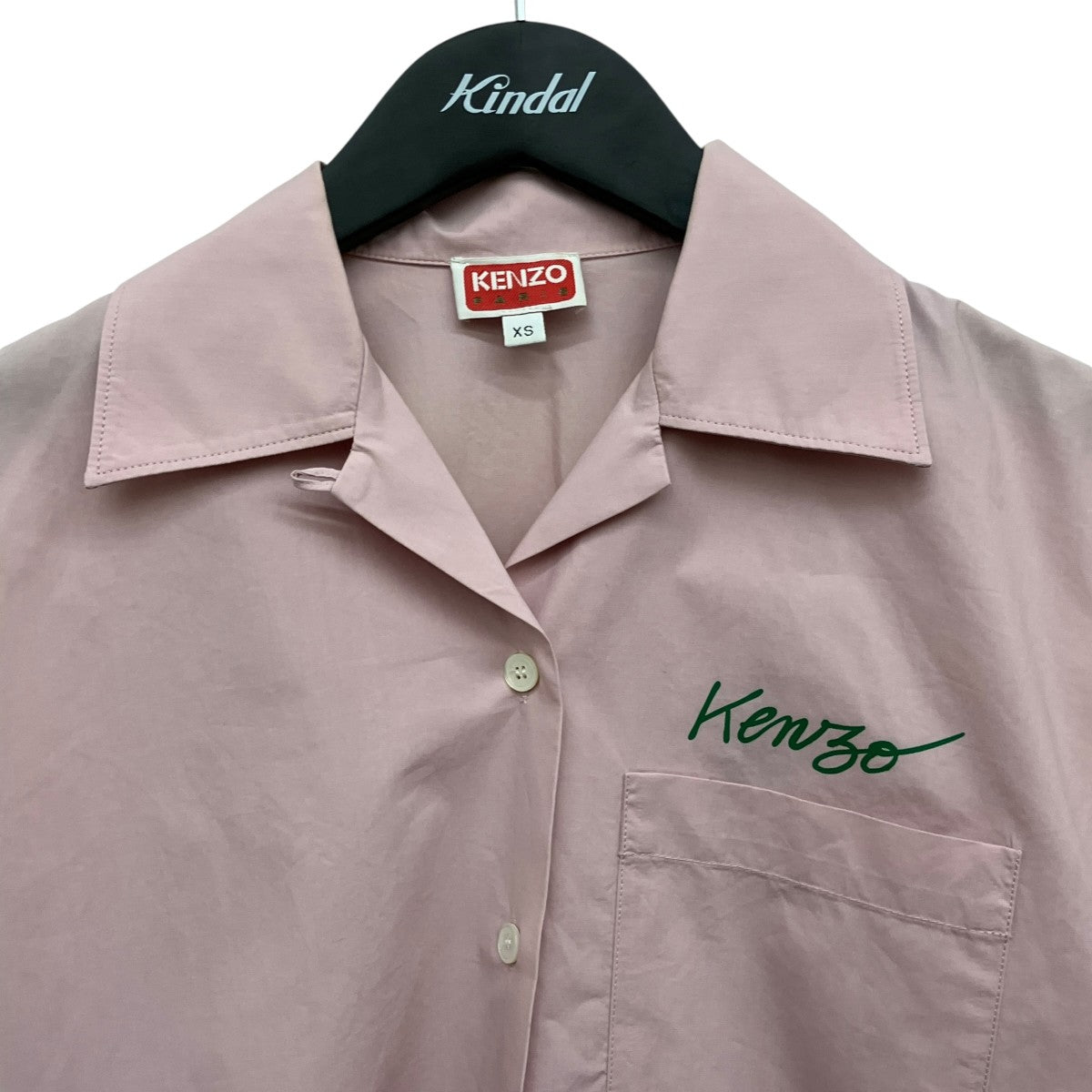 KENZO フラワープリントシャツ　グリーン70s レトロ ケンゾーKENZO フラワープリントオープンカラー半袖レーヨンシャツ 黄