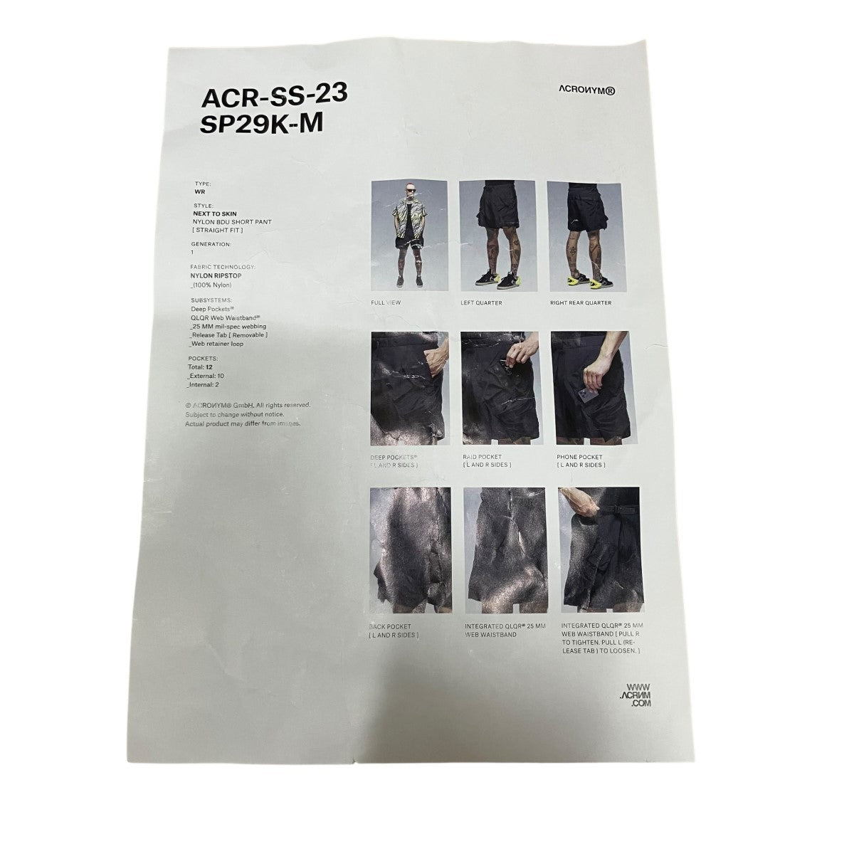 ACRONYM ナイロンカーゴショートパンツ 古着・中古-7枚目のアイテム画像