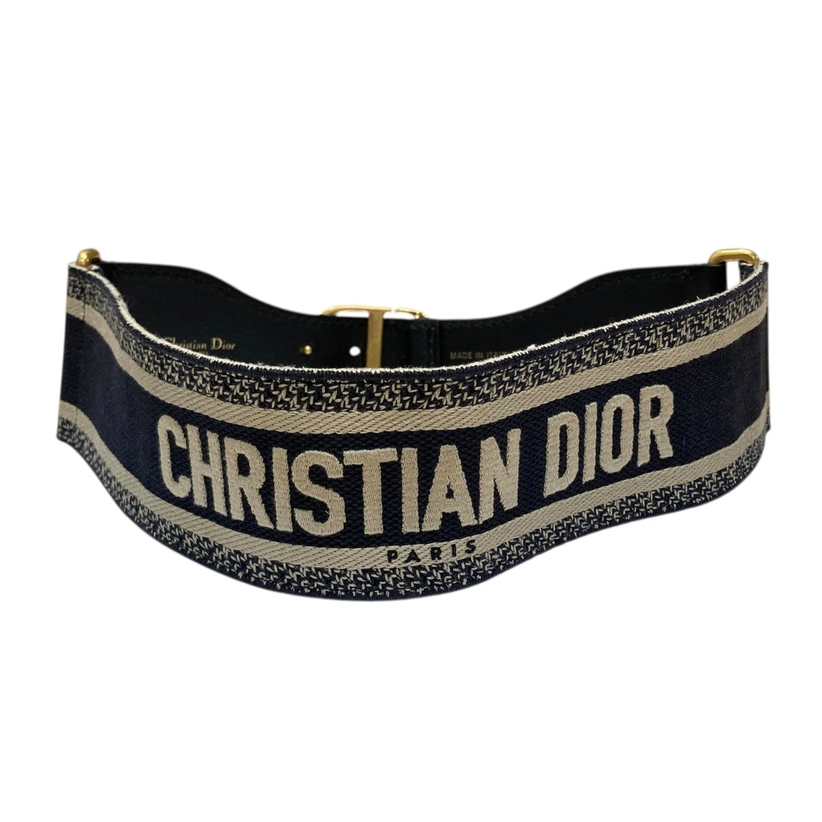 【極美品】Dior ロゴ入りキャンバスベルト^v^ Christian Dior(クリスチャンディオール) NVYキャンバスベルト50-MA