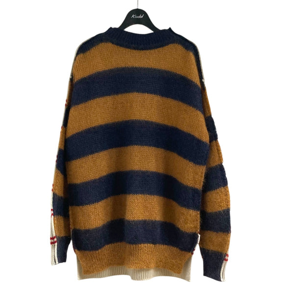 MARNI ドッキング 切替 ボーダー モヘヤ ニット セーター 48 MARNI(マルニ) モヘヤ混ボーダーニットGCMD0281Q0UFU190