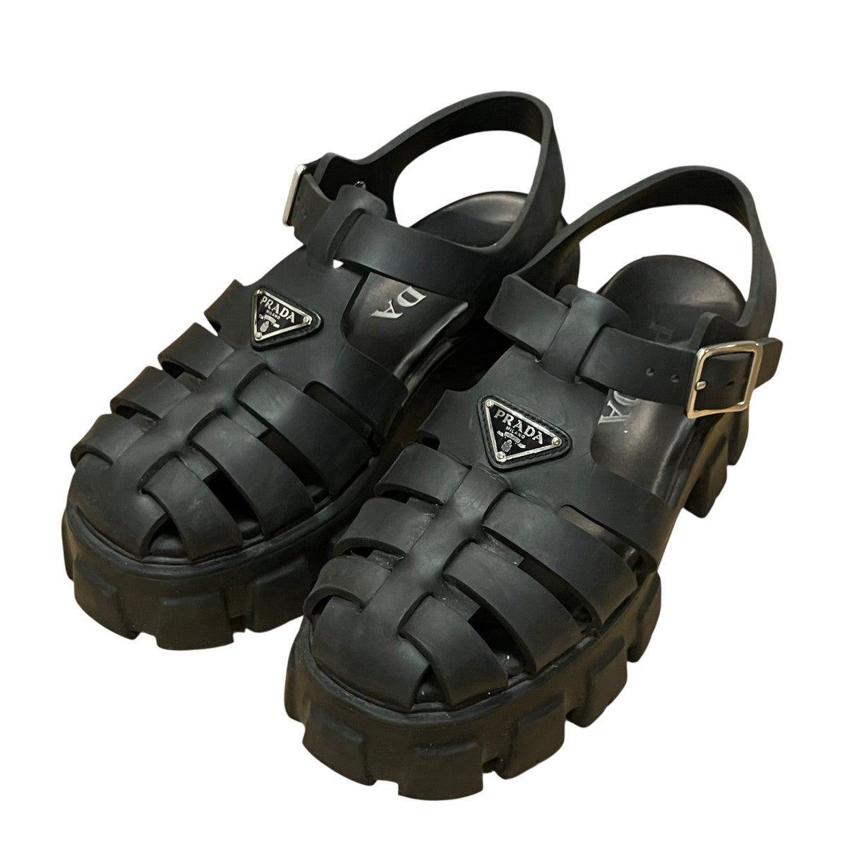 PRADA トライアングルプレートラバーサンダル 古着・中古-1枚目のアイテム画像