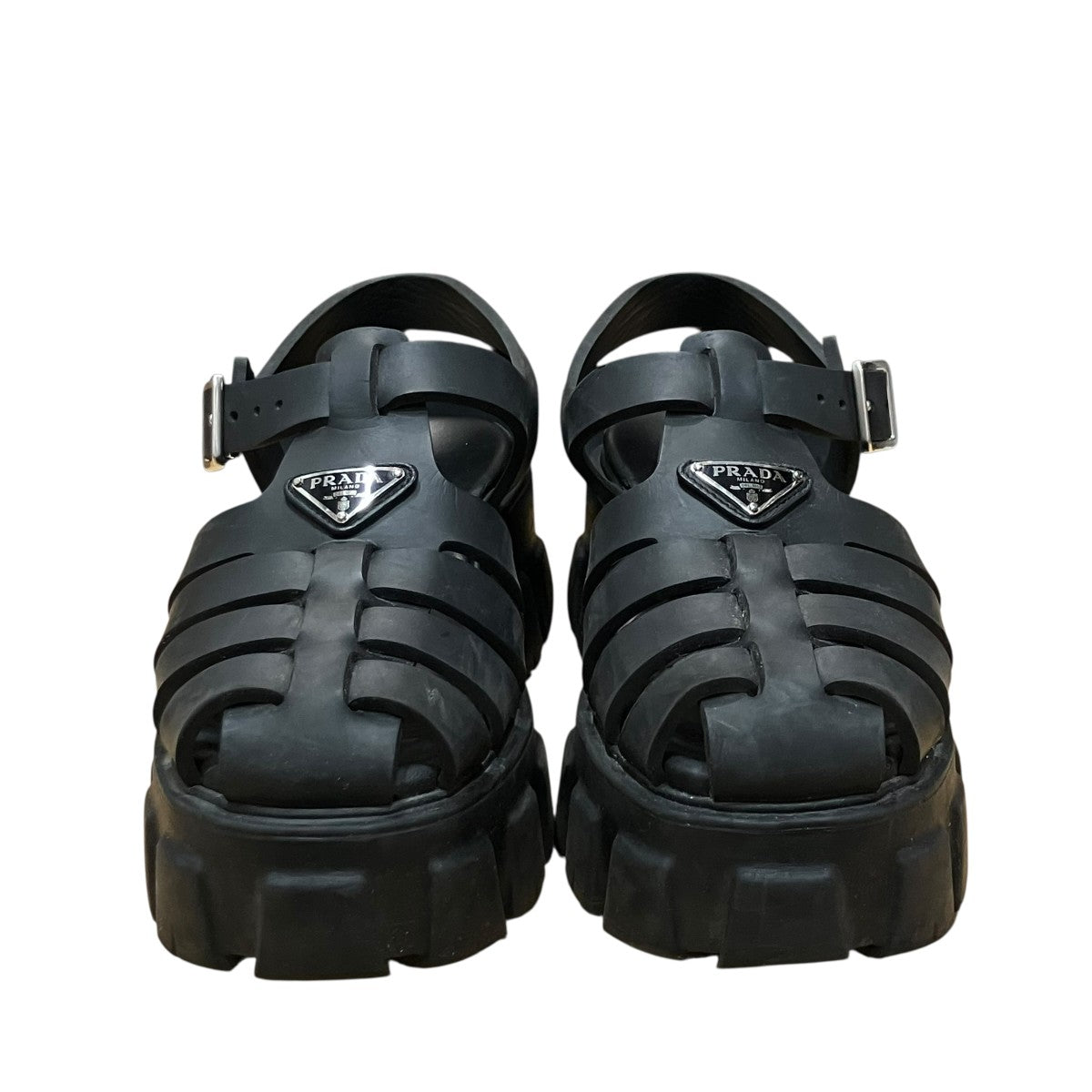 PRADA トライアングルプレートラバーサンダル 古着・中古-2枚目のアイテム画像
