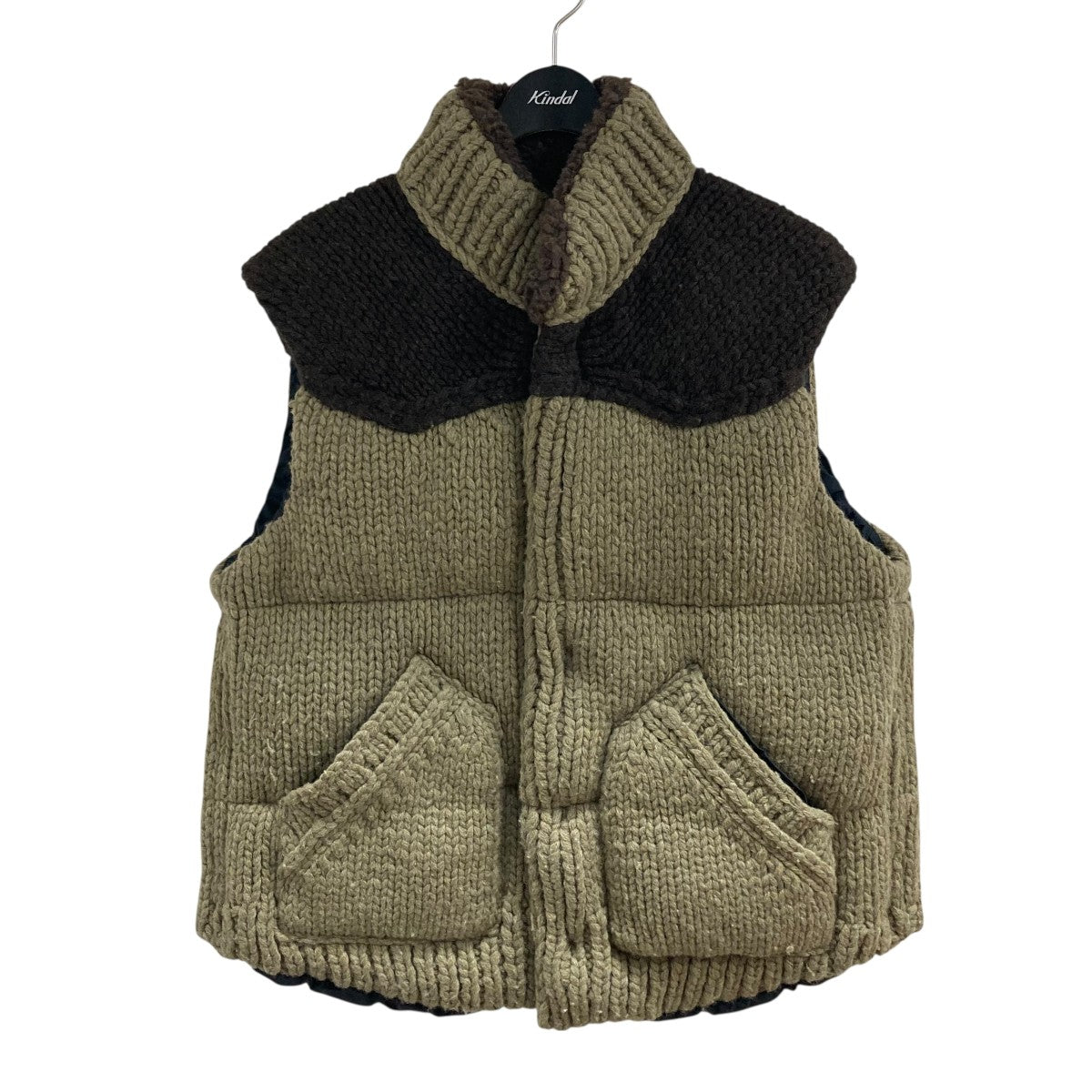 sacai(サカイ) ニットパファーベスト 23-03219M ベージュ×ブラウン