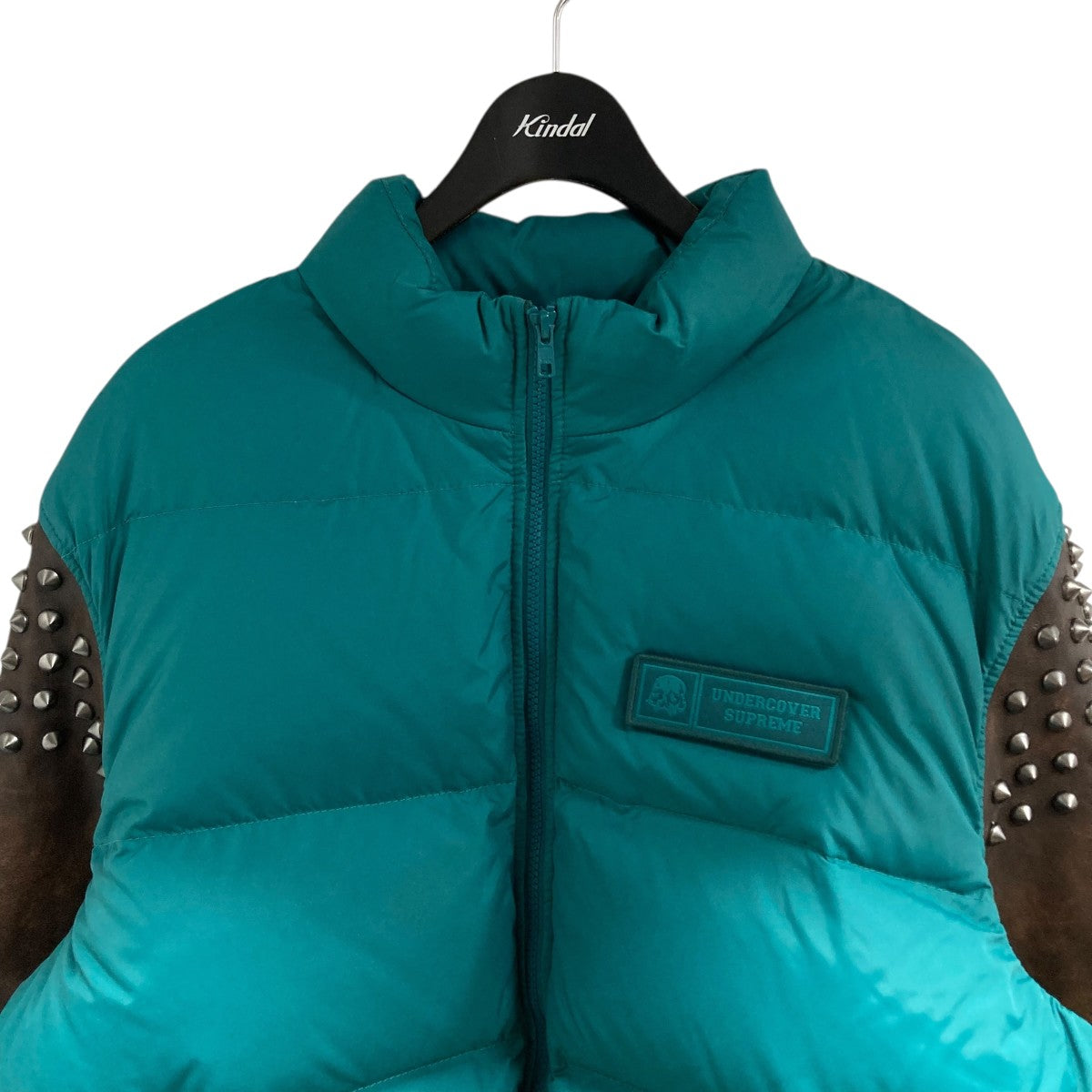 SUPREME×UNDERCOVER レザー切替スタッズダウンジャケット ブルー