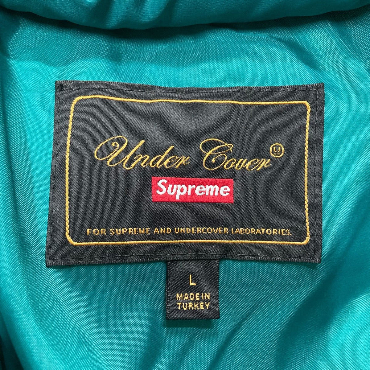 SUPREME×UNDERCOVER レザー切替スタッズダウンジャケット ブルー