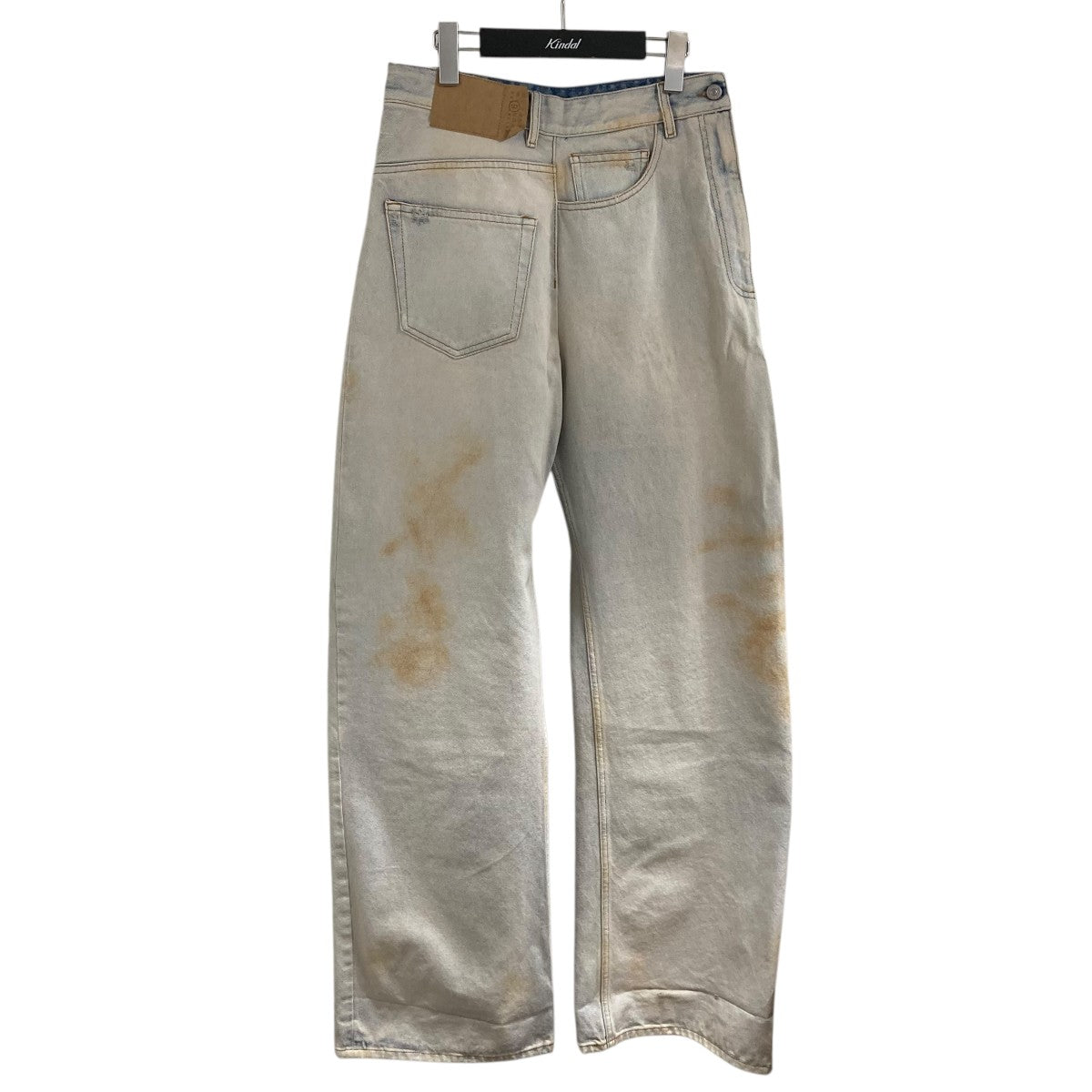 ブリーチ加工ツイストワイドレッグジーンズ