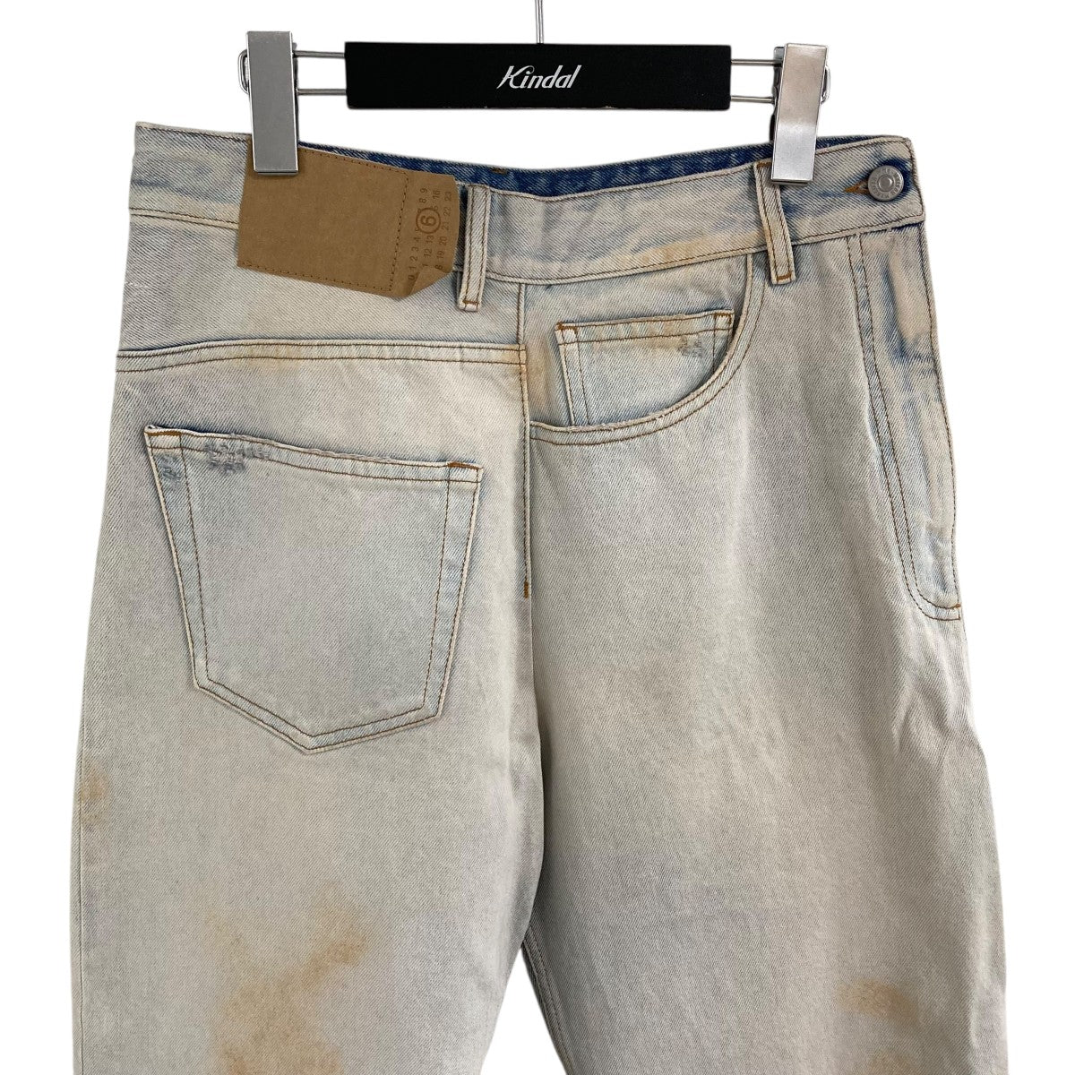 ブリーチ加工ツイストワイドレッグジーンズ