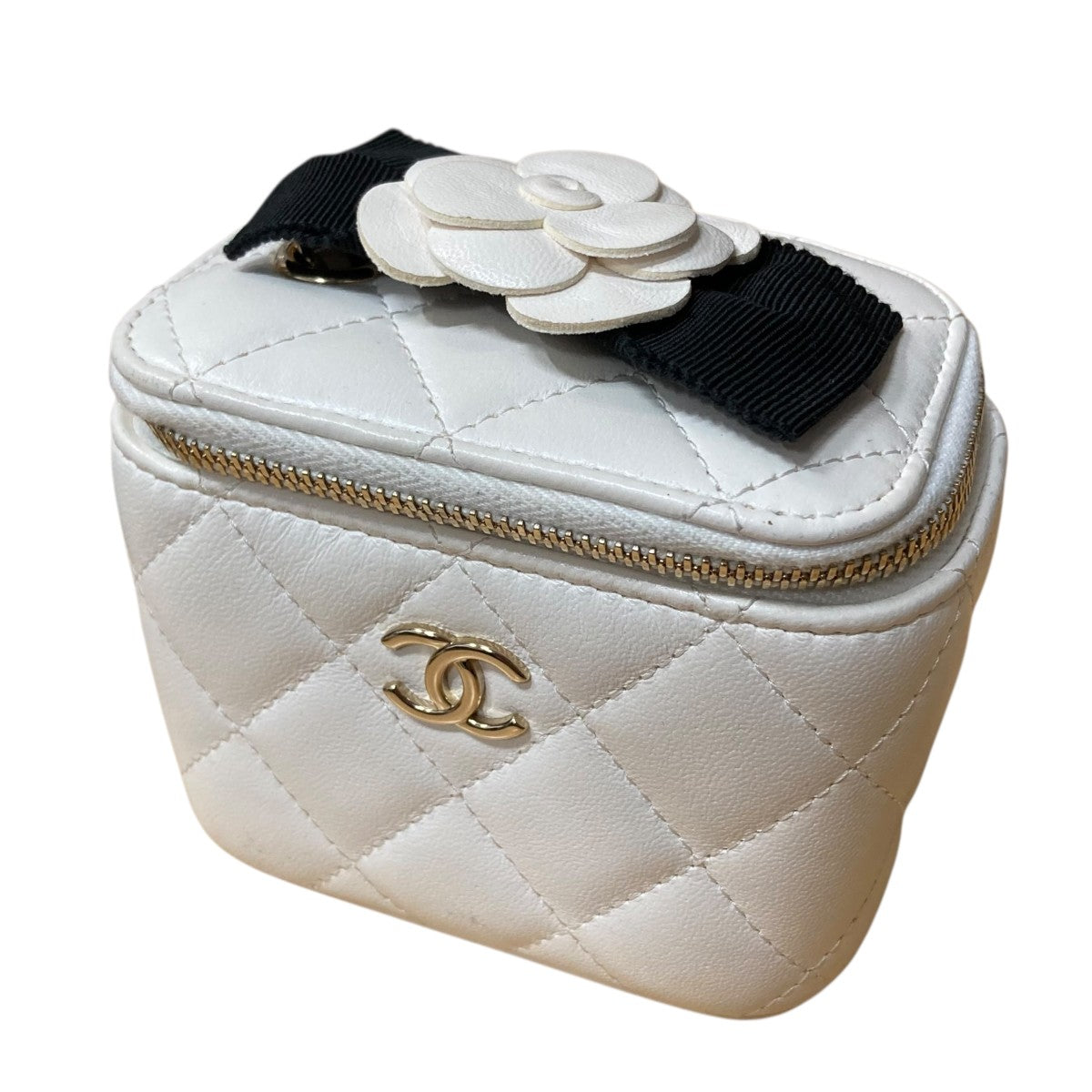 CHANEL ラムスキン カメリアバニティバッグ 古着・中古-1枚目のアイテム画像