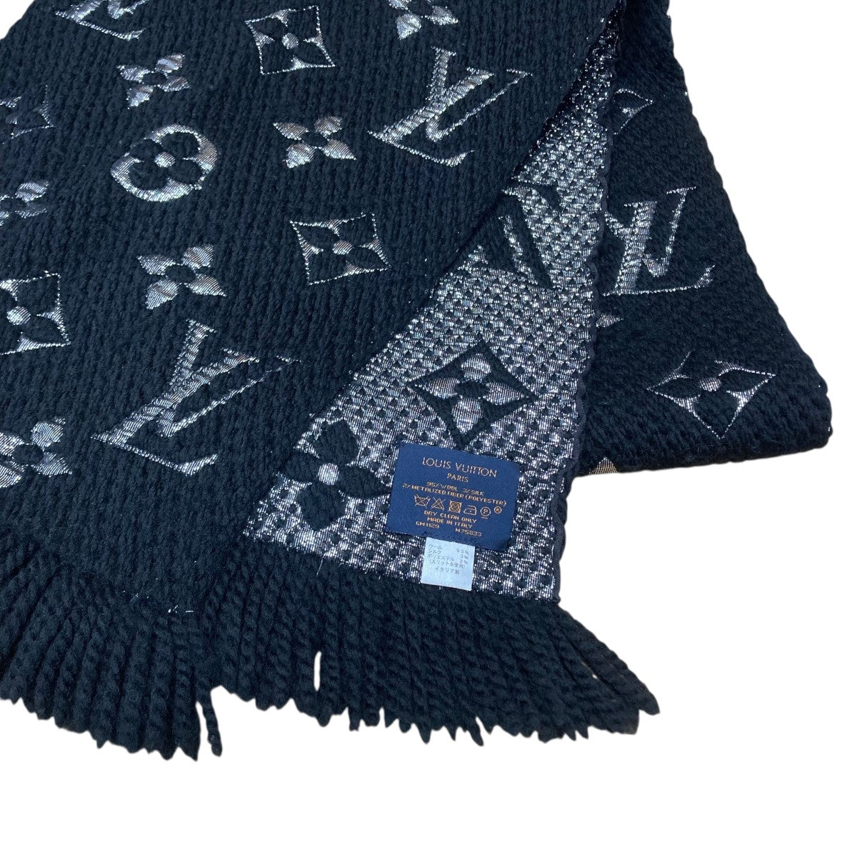 LOUIS VUITTON エシャルプ ロゴマニア シャイン ウール シルク マフラー 古着・中古-4枚目のアイテム画像