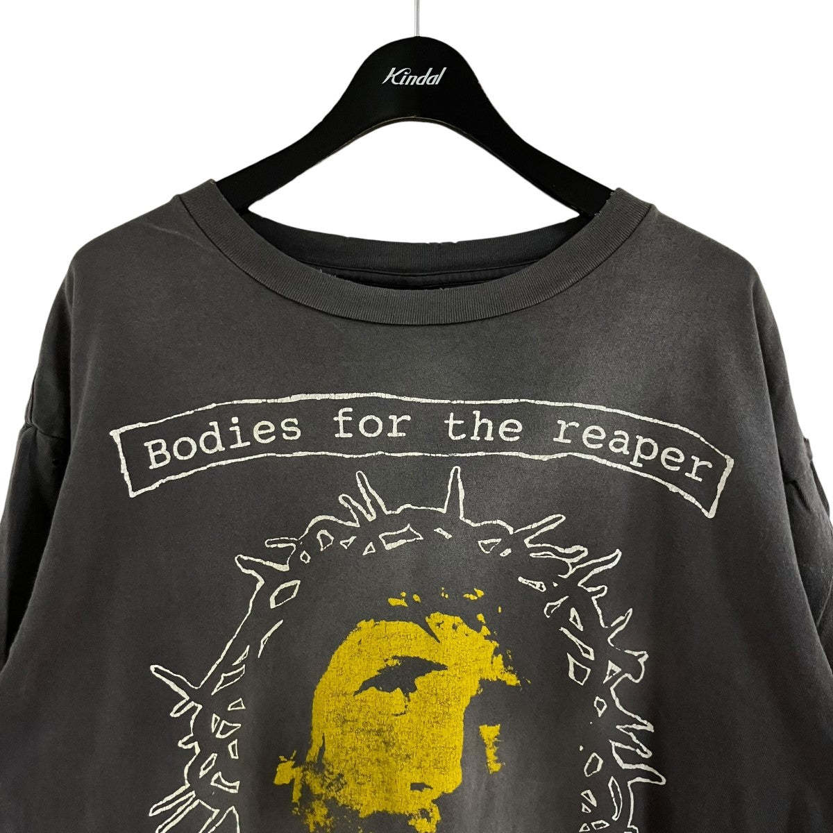 キリストプリントダメージ加工半袖Tシャツ