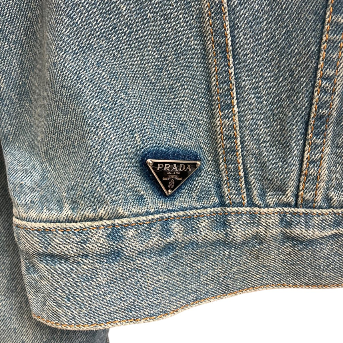 PRADA トライアングルロゴデニムトラッカージャケット デニム ブルゾンジャケット 古着・中古-3枚目のアイテム画像