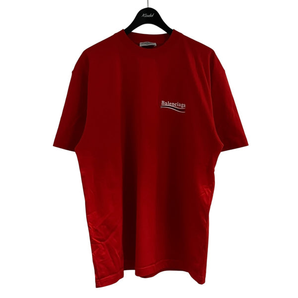 【美品】バレンシアガ 18AW 528409 バックロゴ刺繍 Tシャツ BALENCIAGA(バレンシアガ) ロゴ刺繍Tシャツ 641655 レッド サイズ S