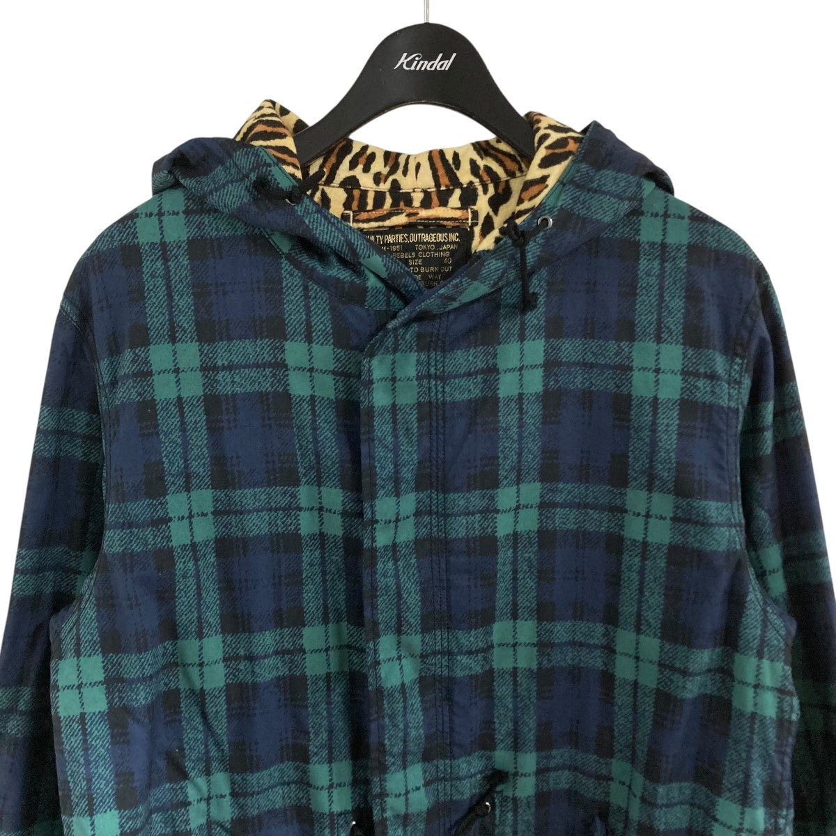 WACKO MARIA 裏地レオパードチェックコート 古着・中古-2枚目のアイテム画像