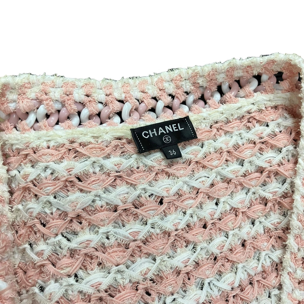 CHANEL シャネル　ジャケット　ノーカラー　　ツイード　サイズ36 CHANEL(シャネル) ノーカラーツイードボタンレスジャケット