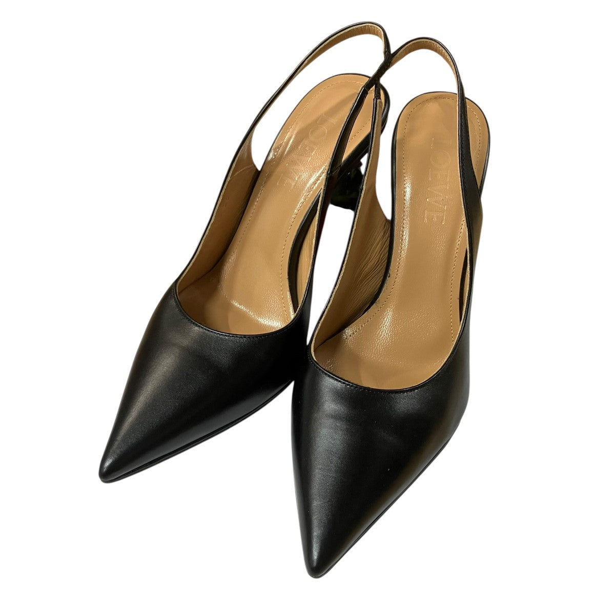 LOEWE(ロエベ) ローズヒールパンプス ブラック×レッド サイズ 36