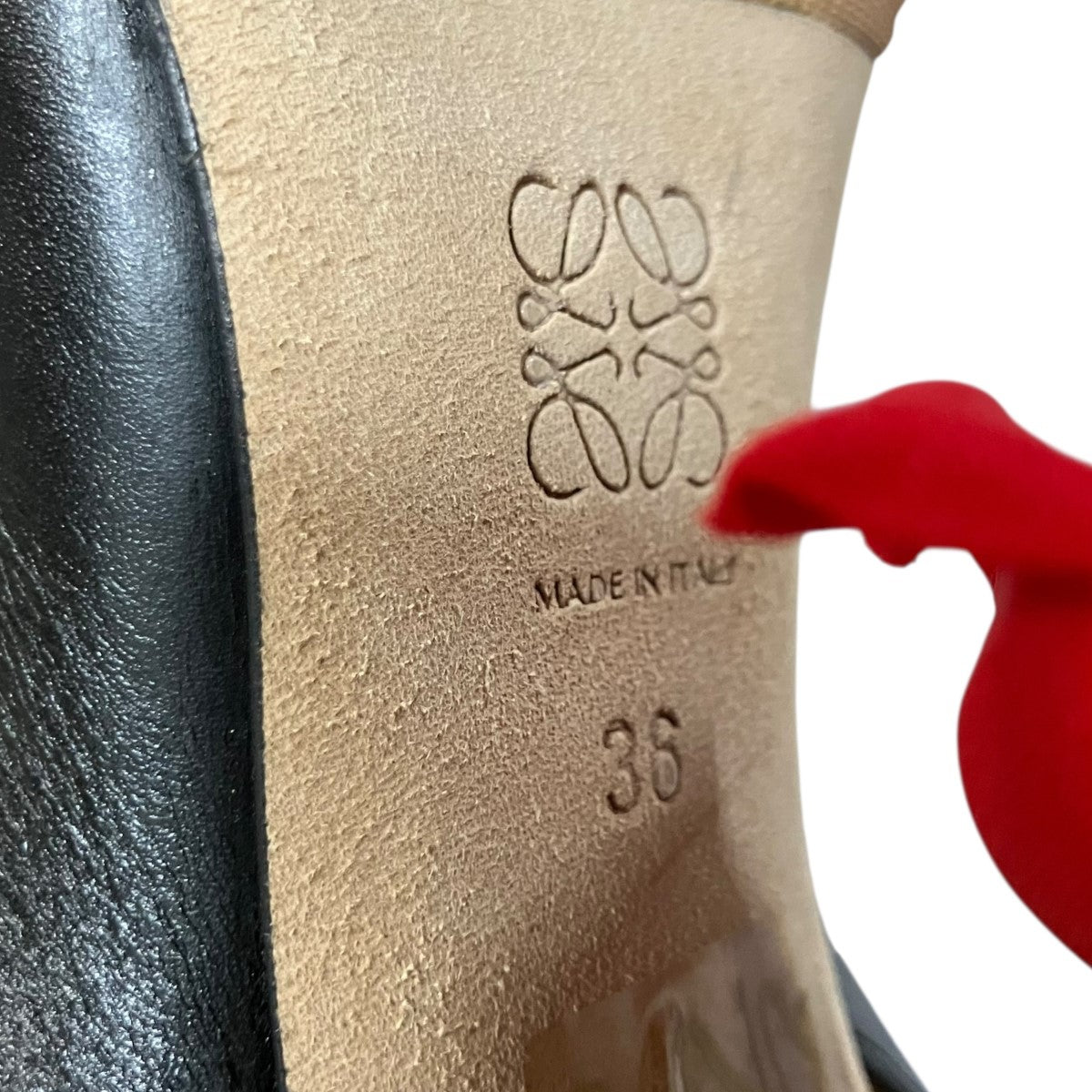 LOEWE(ロエベ) ローズヒールパンプス ブラック×レッド サイズ 36