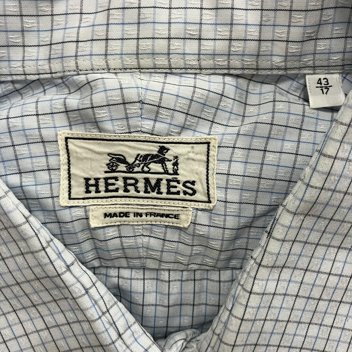 HERMES 90Sチェックシャツ 古着・中古-5枚目のアイテム画像