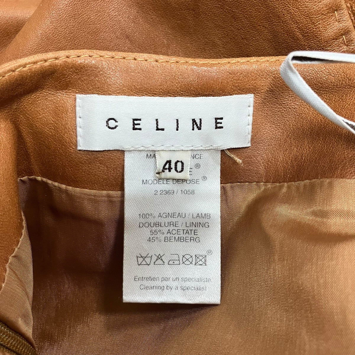 CELINE Phoebe Philoシープスキンレザースカート2369/1058 古着・中古-6枚目のアイテム画像