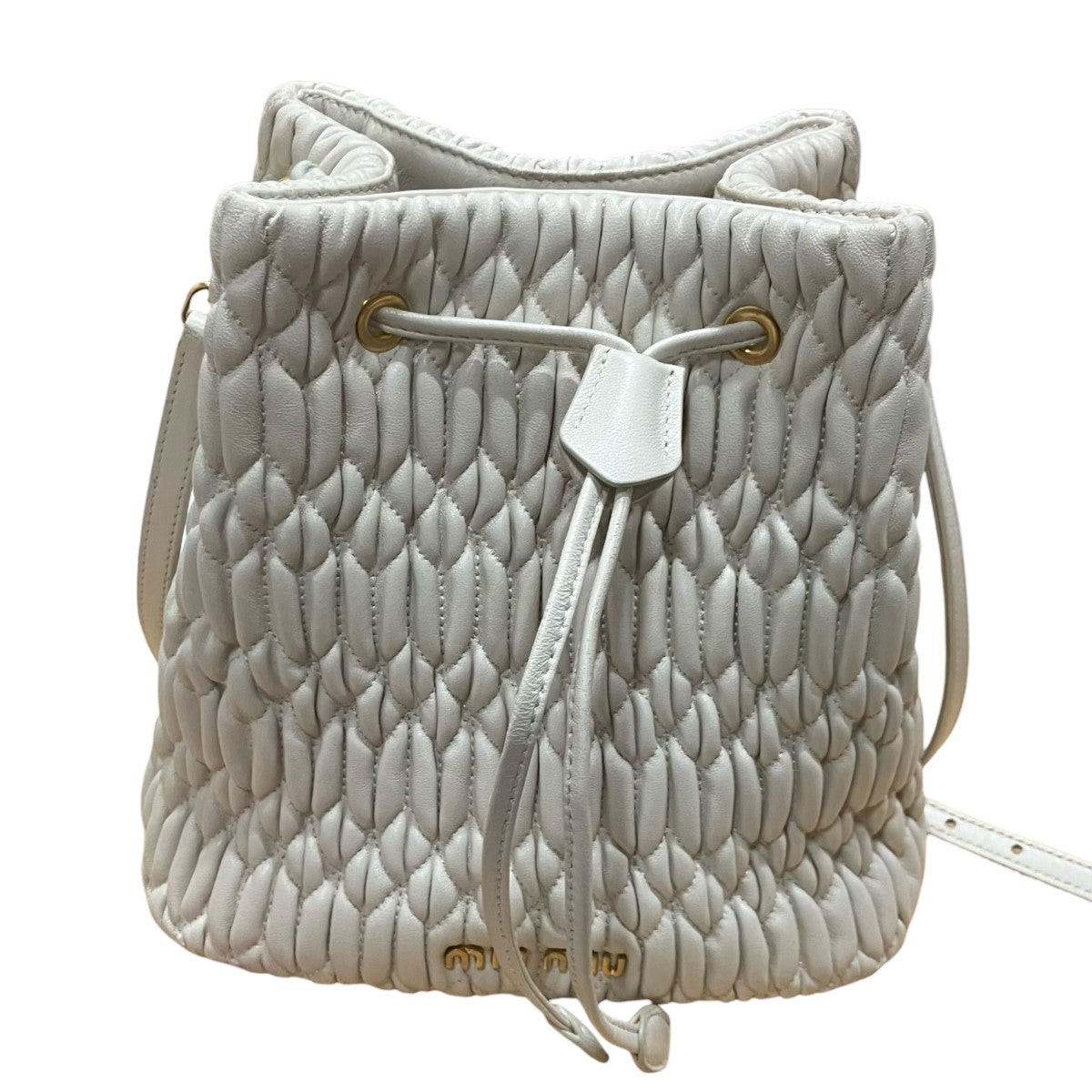 MIU MIU ナッパレザー マテラッセ ドローストリングショルダーバッグ 古着・中古-2枚目のアイテム画像