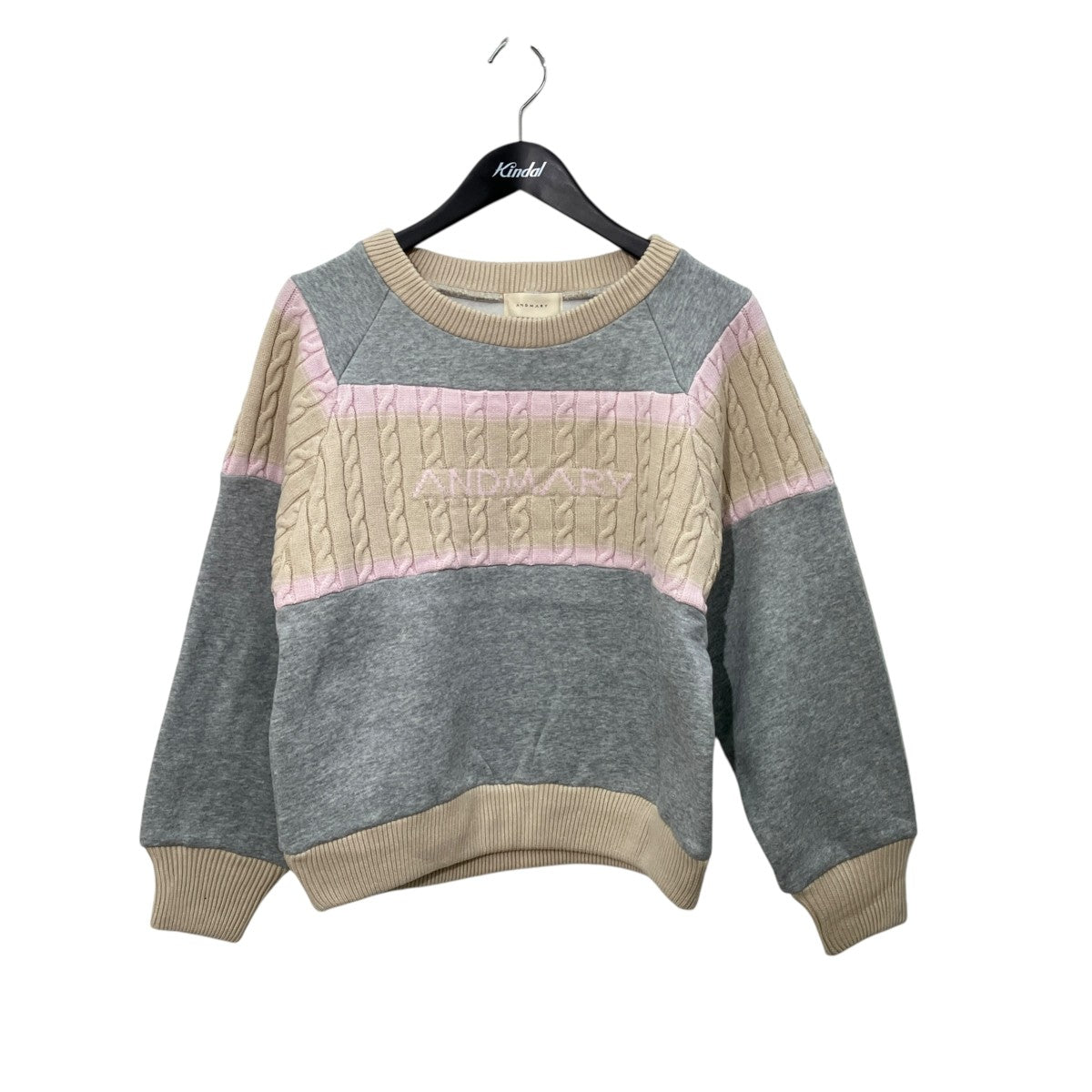 AND MARY ニット切替ロゴスウェットAM1660 ｢Logo loose sweat｣ 古着・中古-1枚目のアイテム画像