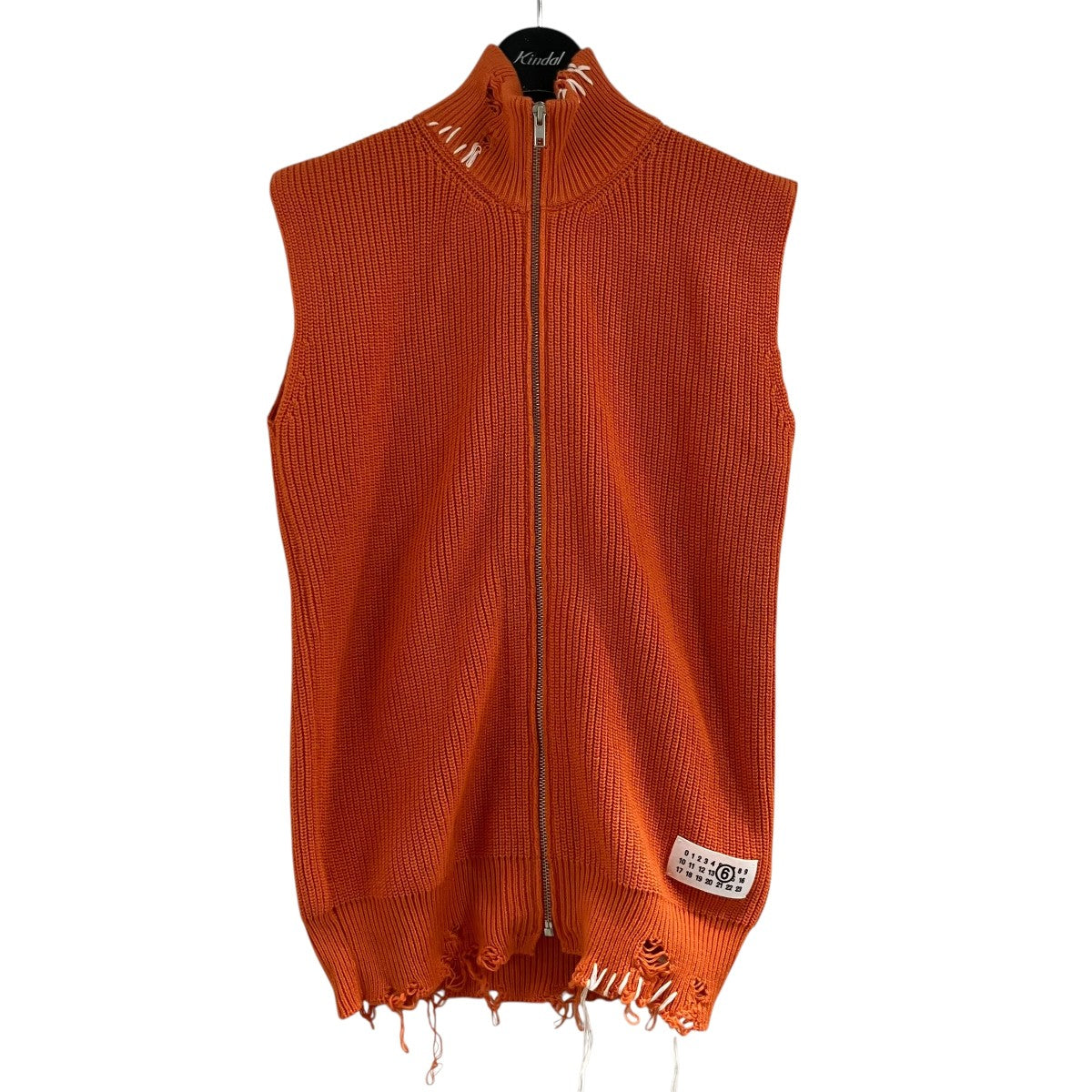 MM6 Maison Margiela 25SS ダメージ加工ステッチニットジップアップベスト 古着・中古-1枚目のアイテム画像