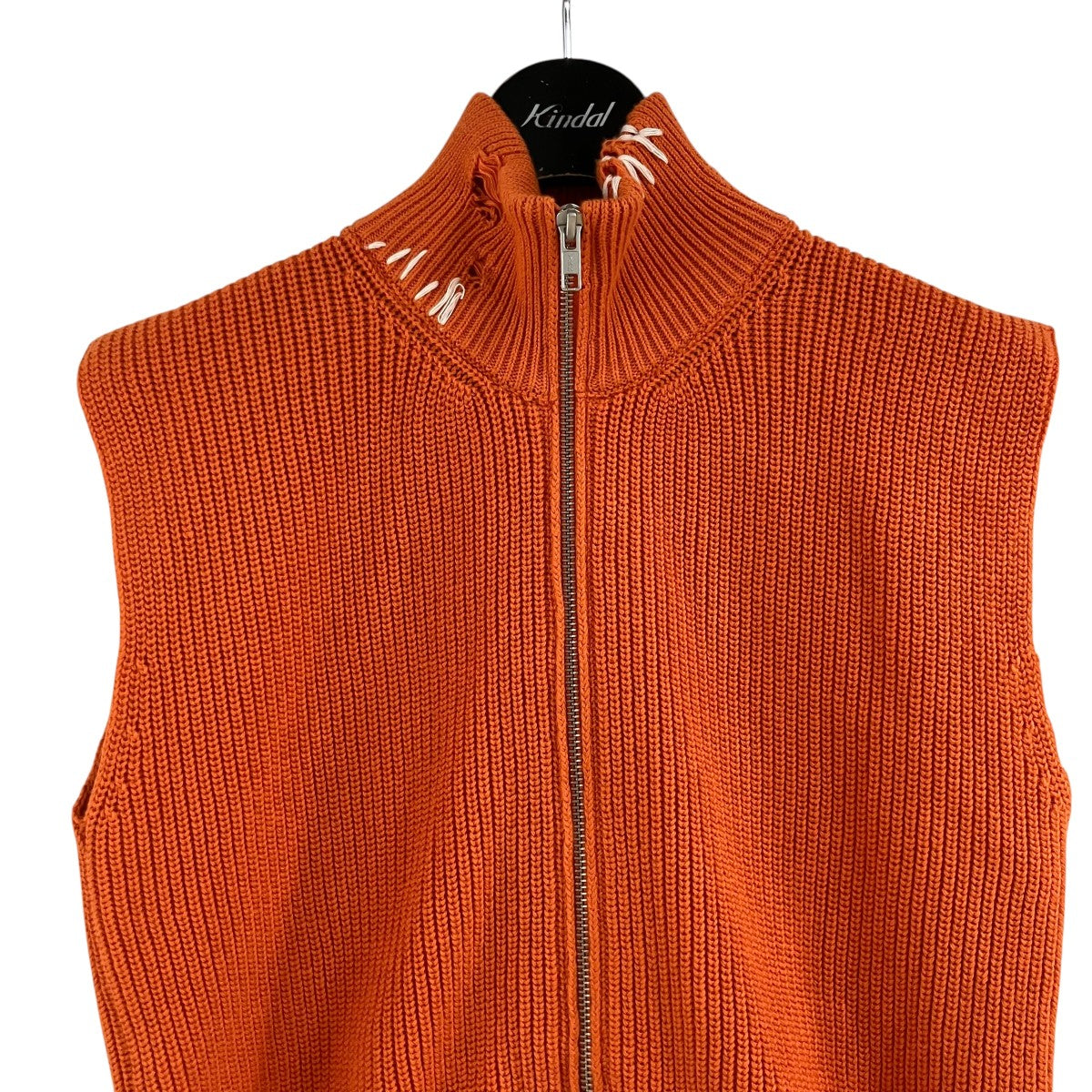 MM6 Maison Margiela 25SS ダメージ加工ステッチニットジップアップベスト 古着・中古-2枚目のアイテム画像