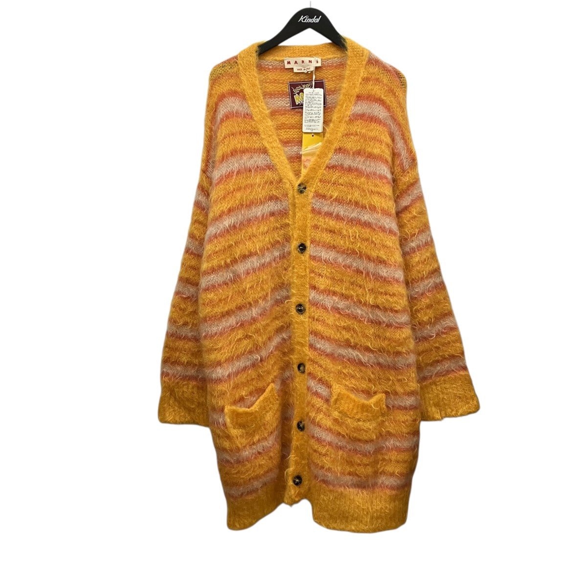 MARNI Stripe Iconic Groovy Mohair CardiganロングボーダーニットカーディガンCDMG0072Q0UFU121 古着・中古-1枚目のアイテム画像
