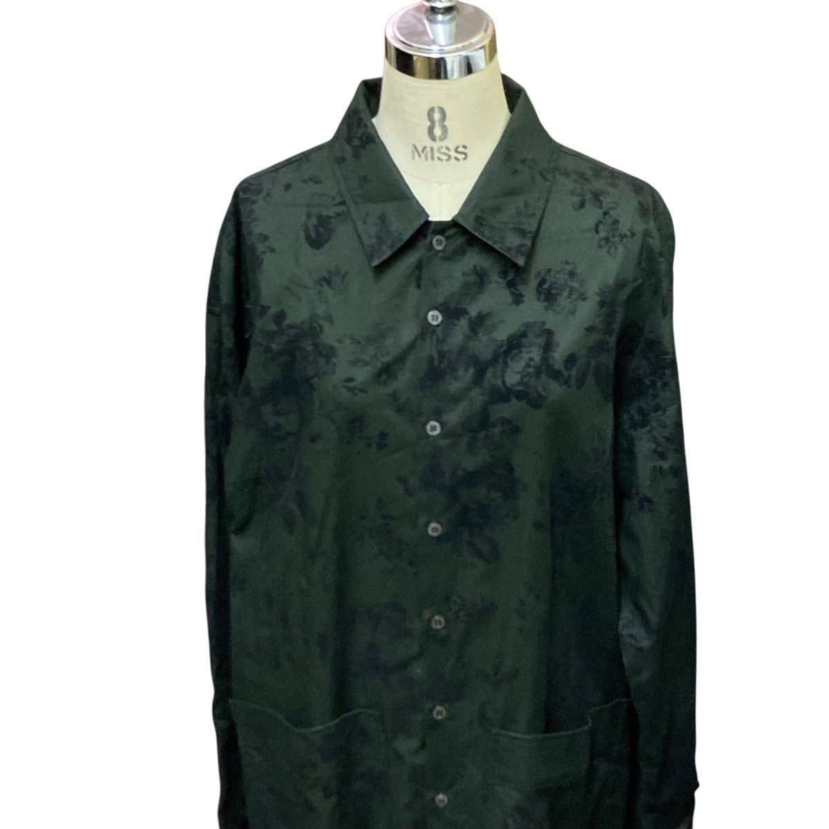 juha BOTANICAL FLOCKY SHIRT COAT総柄ロング長袖シャツコート10150102 古着・中古-4枚目のアイテム画像