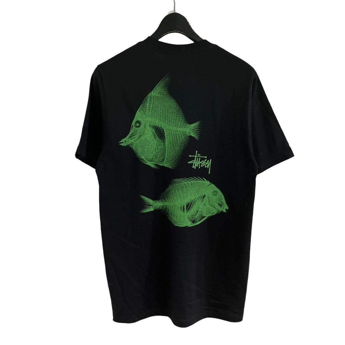 stussy(ステューシー) バックプリント半袖Tシャツ ブラック×グリーン