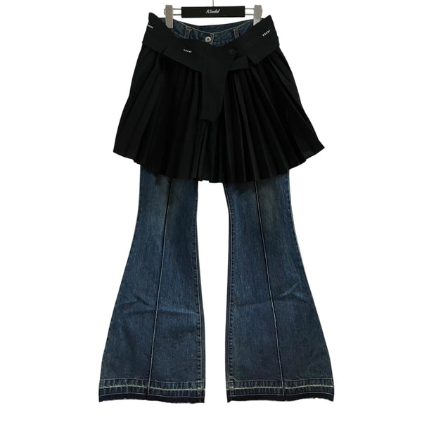 sacai サカイ プリーツスカート ドッキング レイヤード コットンシルク sacai(サカイ) プリーツスカートドッキング レイヤードフレアデニム