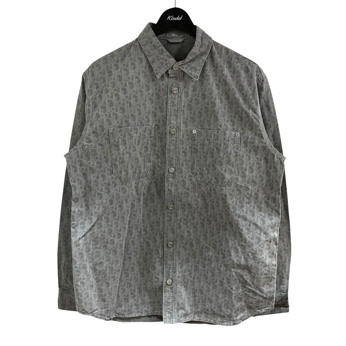 Diorバラ柄 長袖シャツ グレー ブラック DIOR(ディオール) オブリークシャツ 013D585B3001 グレー サイズ 39