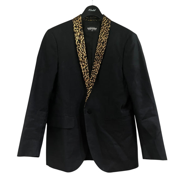 DSQUARED2 ディースクエアード コットン ウール タキシード44 DSQUARED2(ディースクエアード) レオパードラペルタキシードジャケット