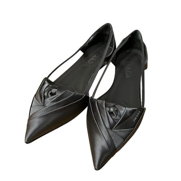 プラダ　パンプス PRADA(プラダ) カットアウトフラットパンプス 1F734N グレー サイズ 36