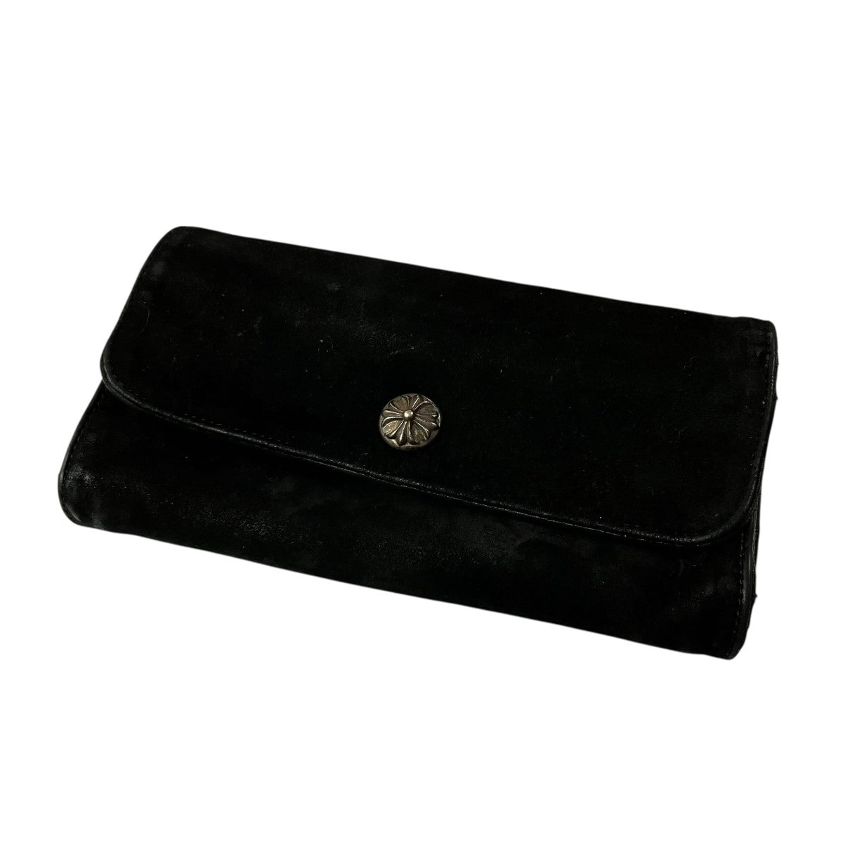 CHROME HEARTS クロスボール ボタン スウェード長財布 ロングウォレット 古着・中古-1枚目のアイテム画像