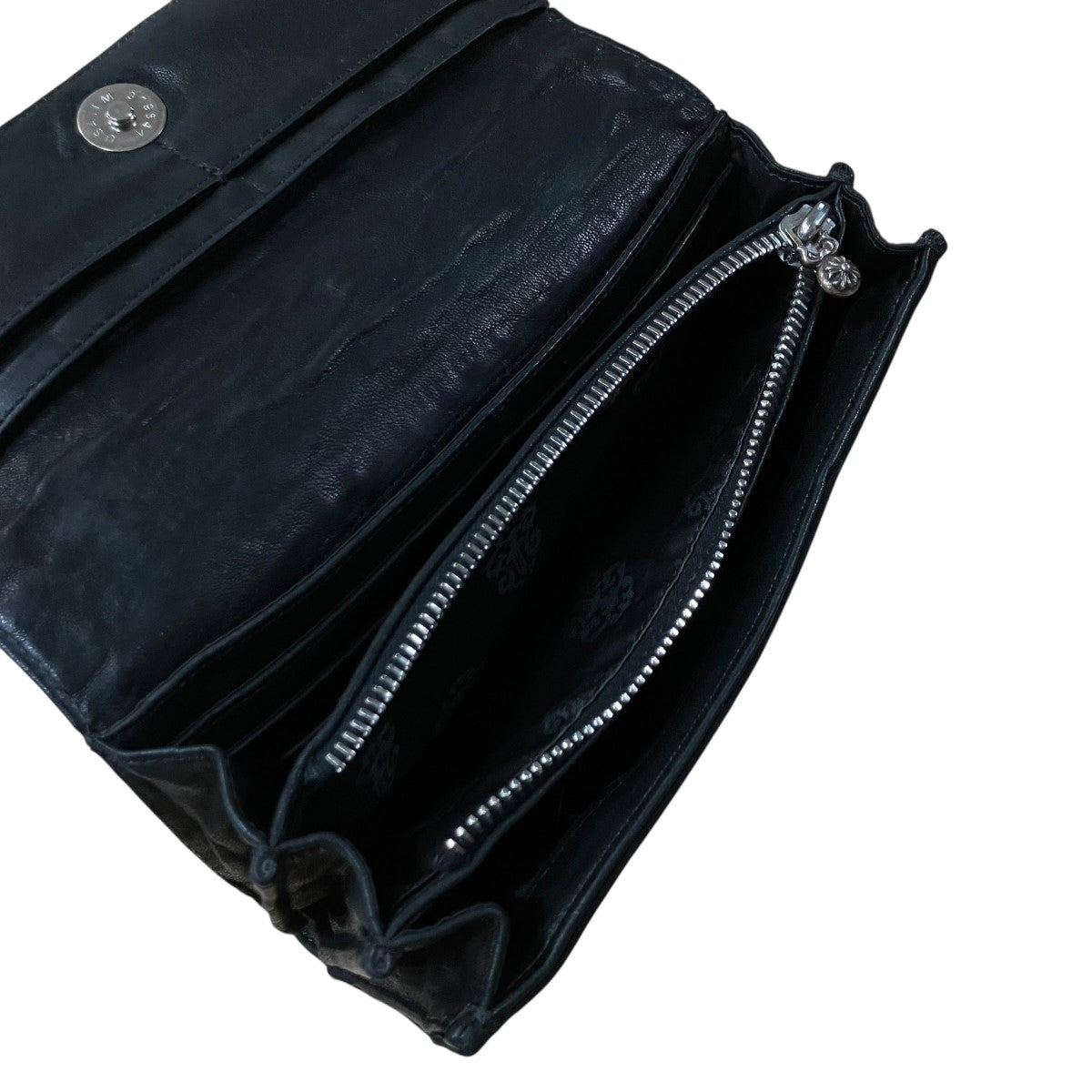 CHROME HEARTS クロスボール ボタン スウェード長財布 ロングウォレット 古着・中古-6枚目のアイテム画像