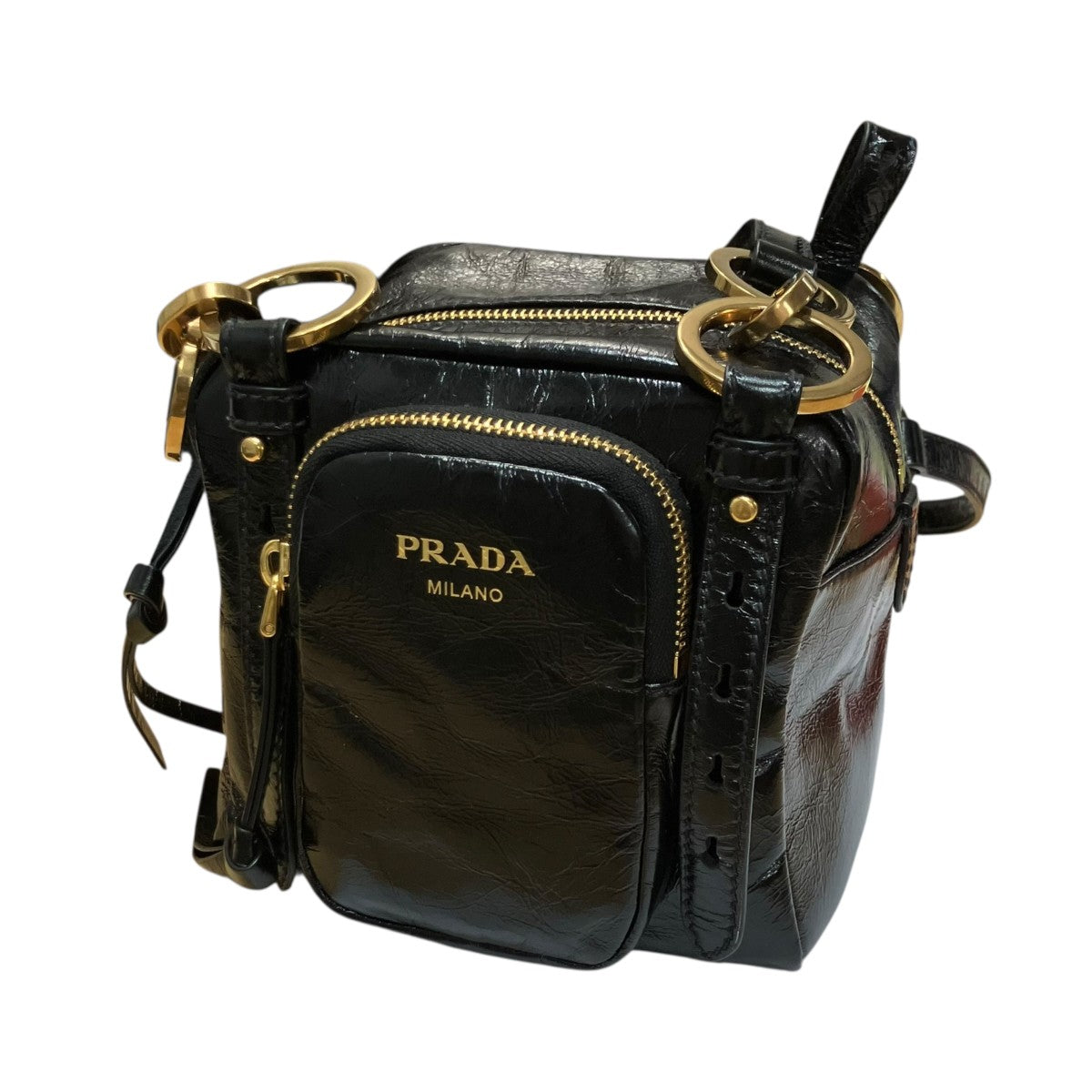 PRADA トップハンドルレザーダングルミニバッグ