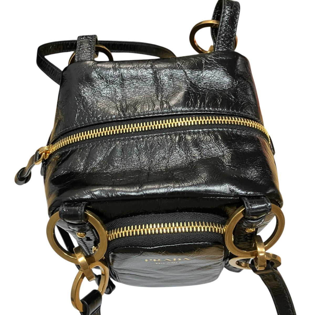 PRADA トップハンドルレザーダングルミニバッグ 古着・中古-5枚目のアイテム画像