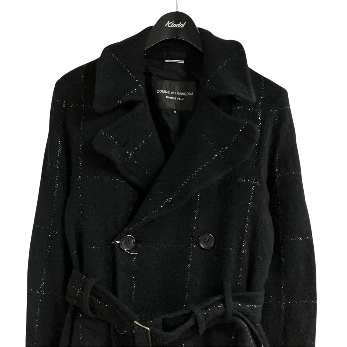 COMME des GARCONS HOMME PLUS ラメチェックウールコート 古着・中古-2枚目のアイテム画像