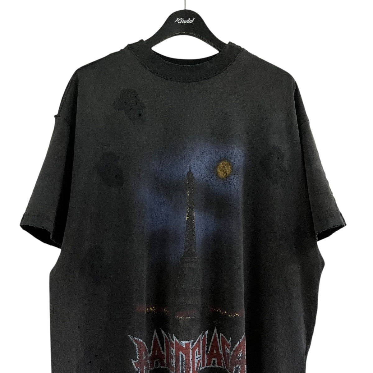 BALENCIAGA エッフェル等プリントダメージ加工Tシャツ 古着・中古-2枚目のアイテム画像